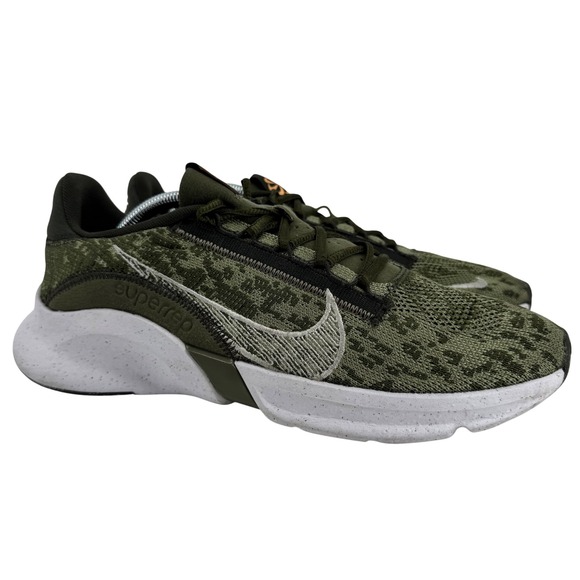 Nike Other - Nike SuperRep Go 3 Flyknit Training Shoes Mens 10 Olive Green Leopard DH3394-300